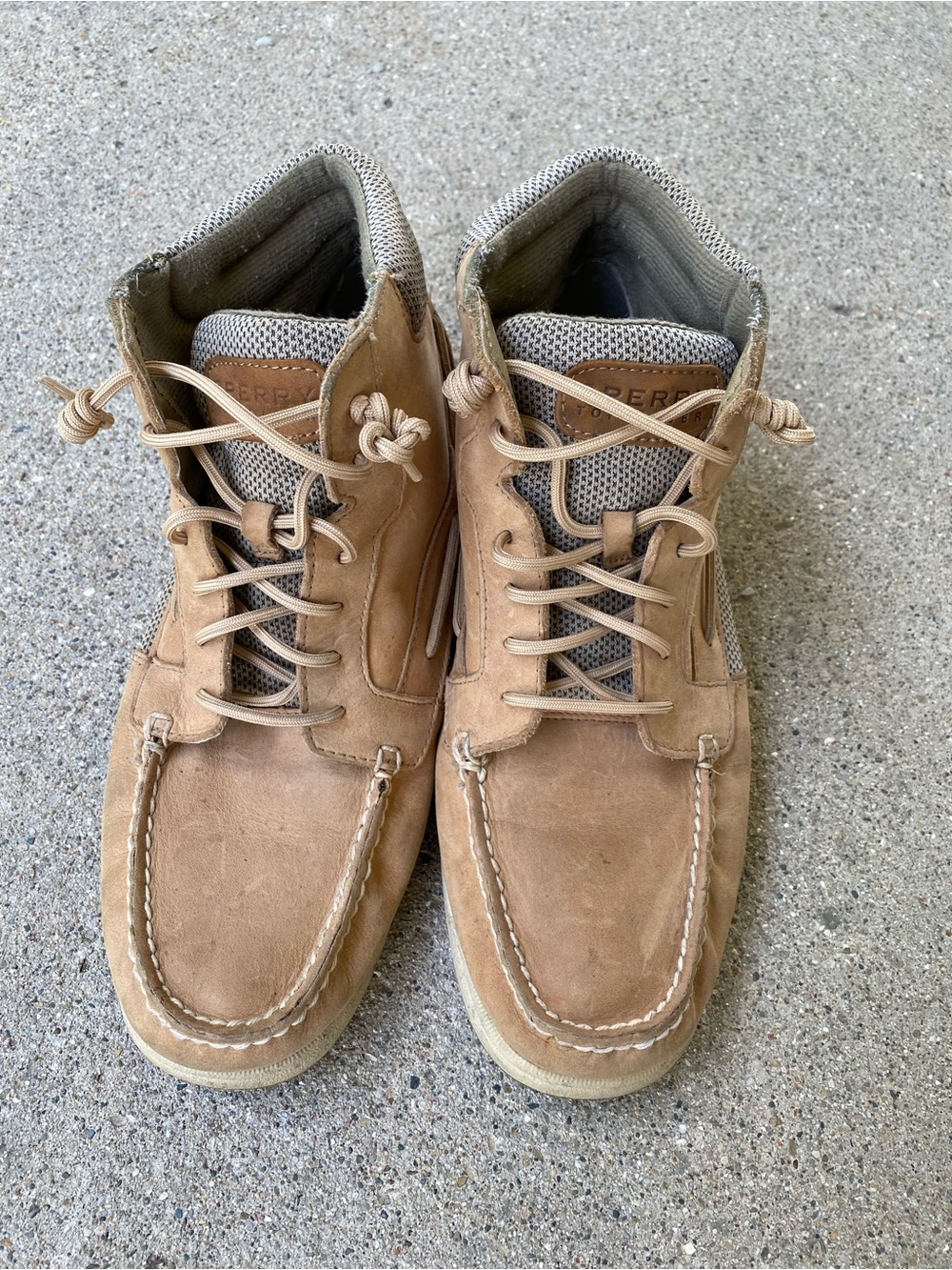 Sperry Women's Tan Suede Lace-Up Moc Booties